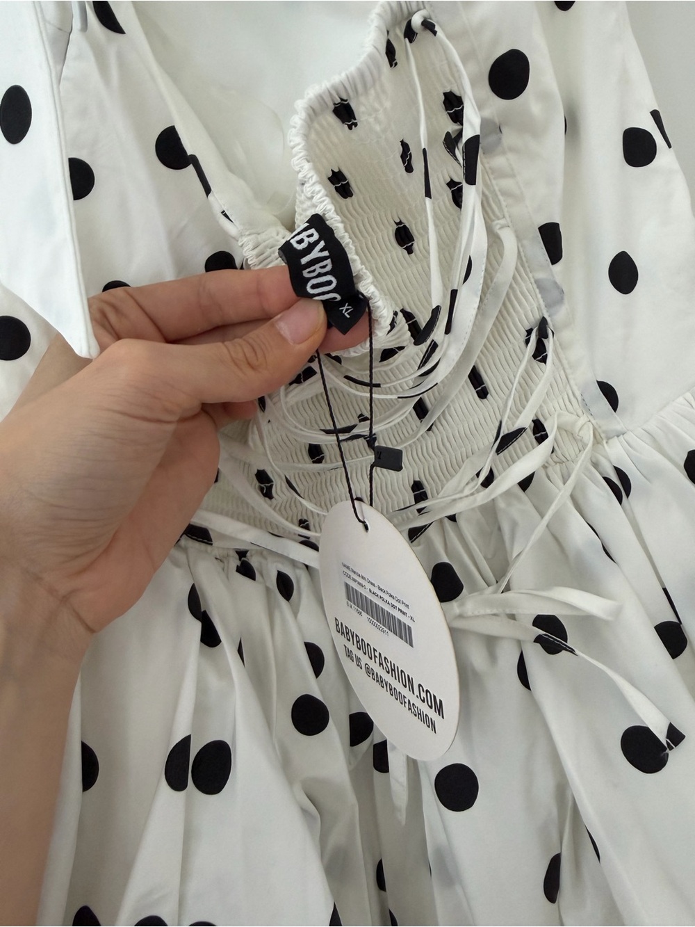 White Polka Dot Halter Mini Dress - Picture 4 of 4
